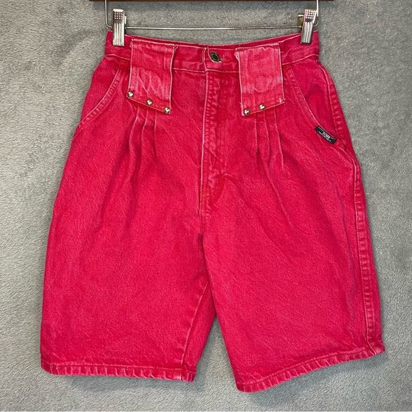 Vintage Ozark Mountain Women’s High Waist Red Denim Shorts Sz 5 Western 90s - Picture 1 of 11